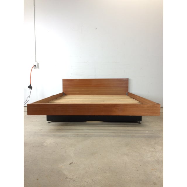 Mid-Century Modern Danish Modern Teak Queen Bed With Two Storage Drawers For Sale - Image 3 of 18