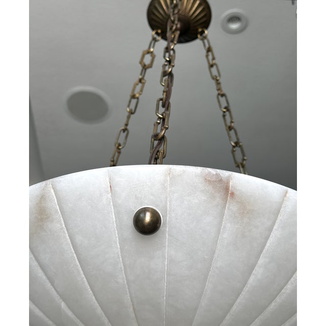 1970s Directoire Style French Alabaster Pendant Chandelier For Sale - Image 12 of 18