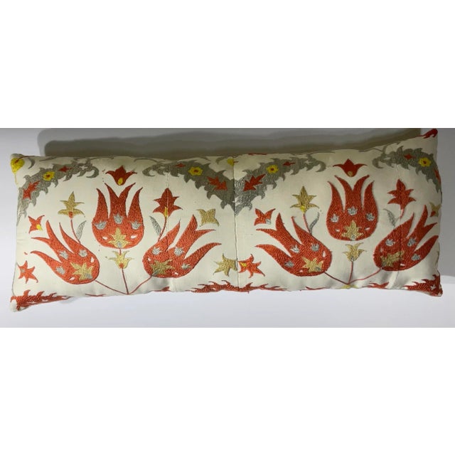 Vintage Uzbek Suzani Hand-Embroidered Pillow For Sale - Image 11 of 11
