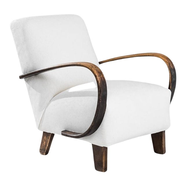 1950s Czech Wooden Armchair by J. Halabala For Sale