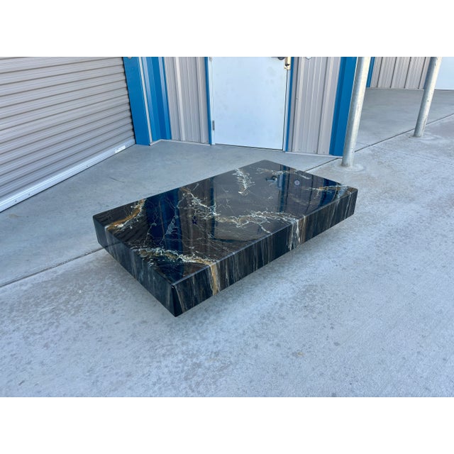 Mid-Century Modern 1970s Vintage Faux Marble Coffee Table by Willy Rizzo For Sale - Image 3 of 12
