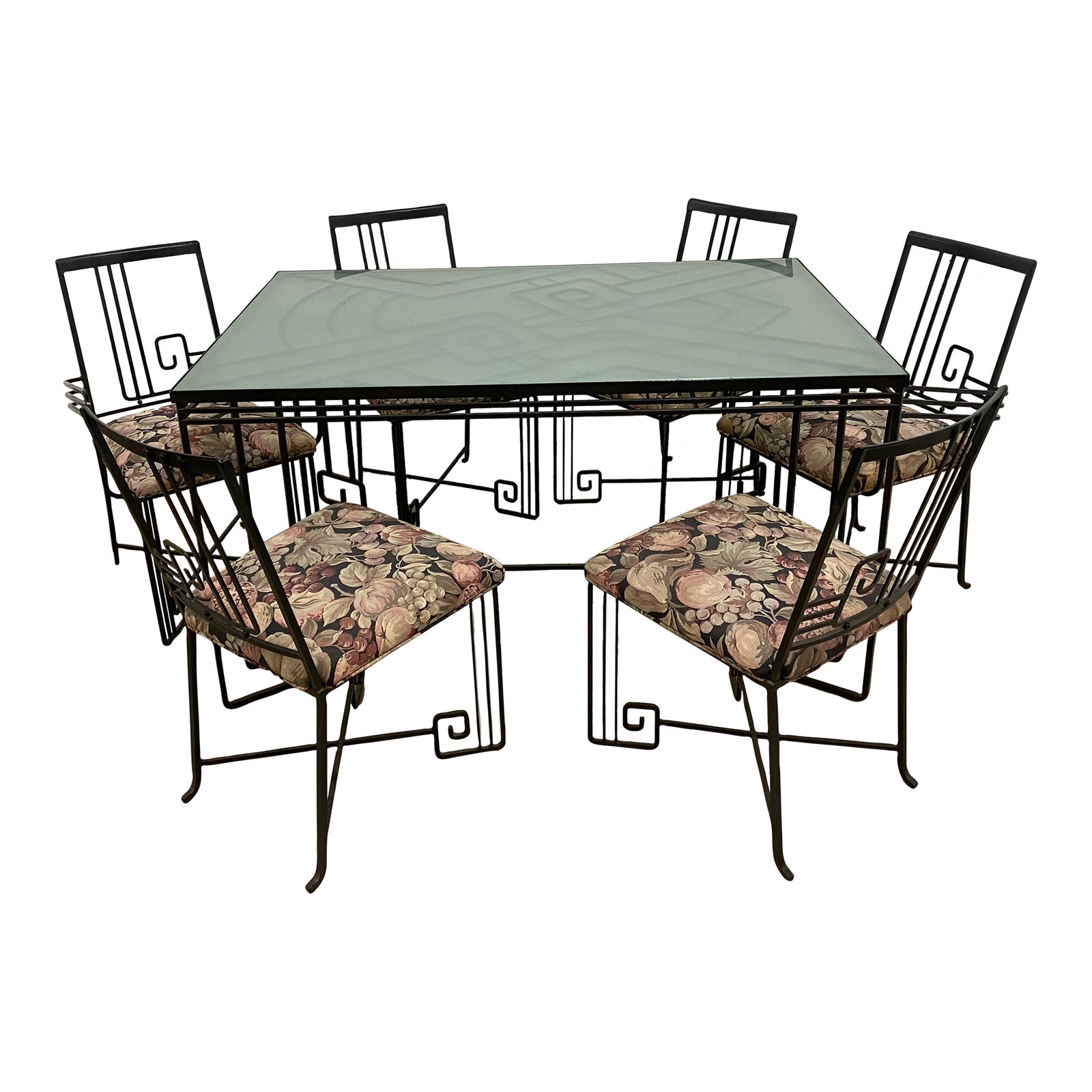 Art Deco Revival ‘Biltmore’ Wrought Iron Table & Chairs by Marina ...