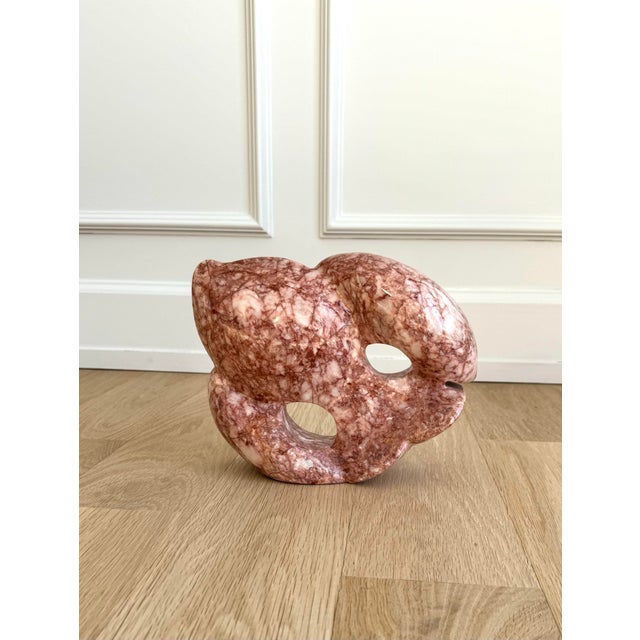 Mid-Century Modern Mid 20th Century Modern Abstract Fish Sculpture in Rosa Portogallo Marble For Sale - Image 3 of 8