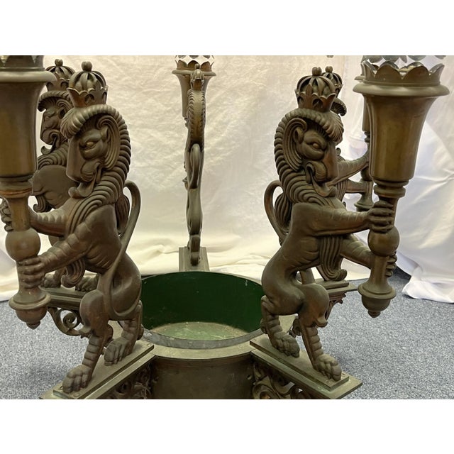 Antique Architectural Salvage Bronze Regency Royal Lion Epergne Coffee Table For Sale - Image 11 of 13