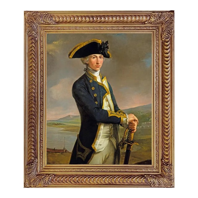 "Captain Horatio Nelson" Contemporary Reproduction Portrait Print on Canvas, Framed For Sale