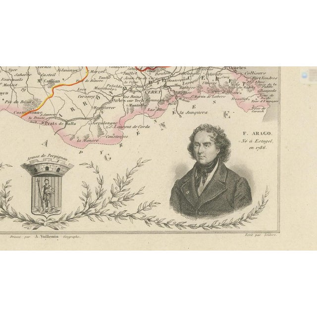 Paper Antique Map of Pyrénées-Orientales by Vuillemin, 1850 For Sale - Image 7 of 9