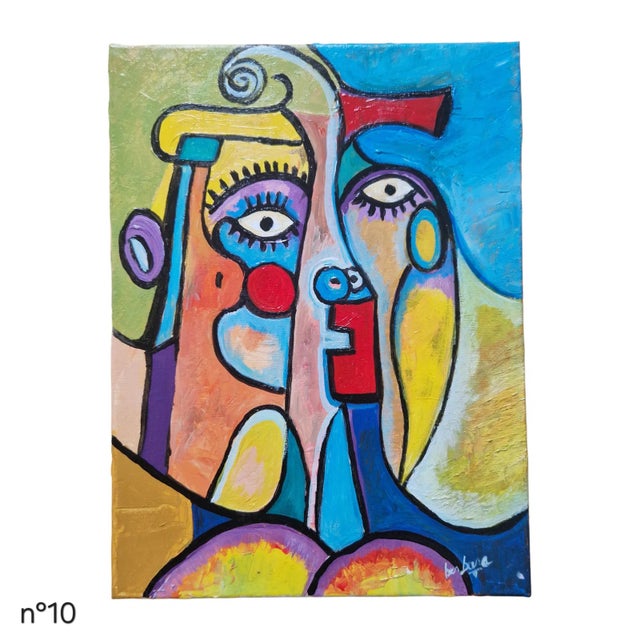 Mid-20th Century Bebela - Cubist Style Portrait, Oil on Canvas For Sale - Image 4 of 5