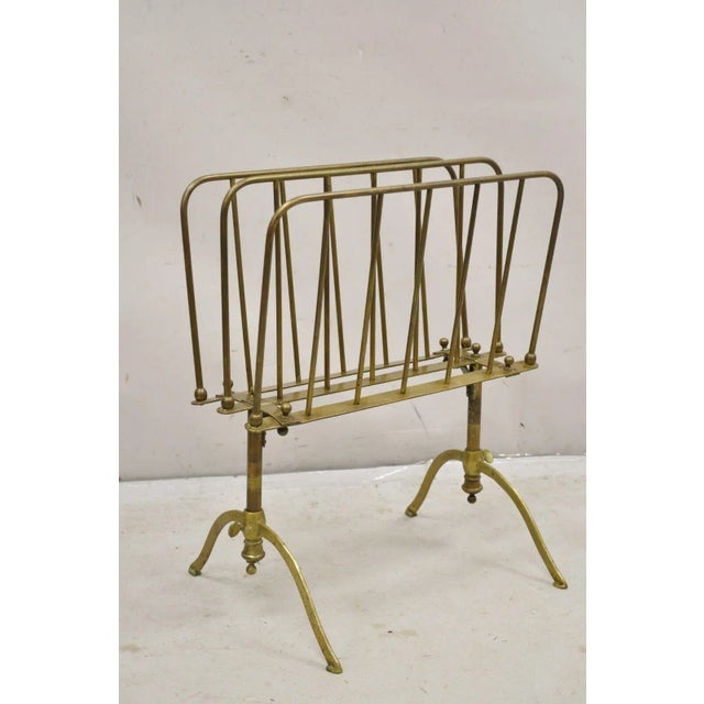 Mid 20th Century Vintage A. Ravenel Paris French Mid Century Modern Brass Magazine Rack Stand For Sale - Image 12 of 12