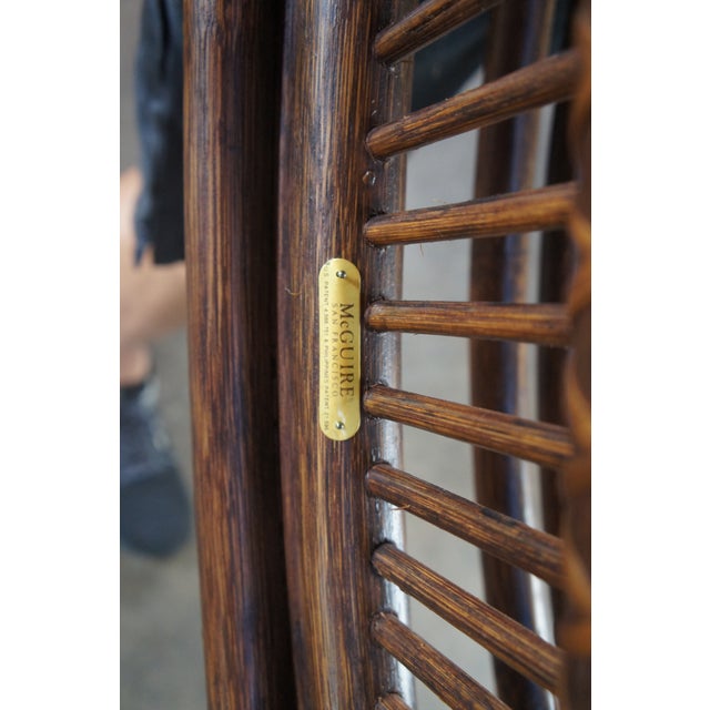 McGuire Mid Century Modern Octagonal Bamboo Dining Table & 8 Target Back Chairs For Sale - Image 18 of 18