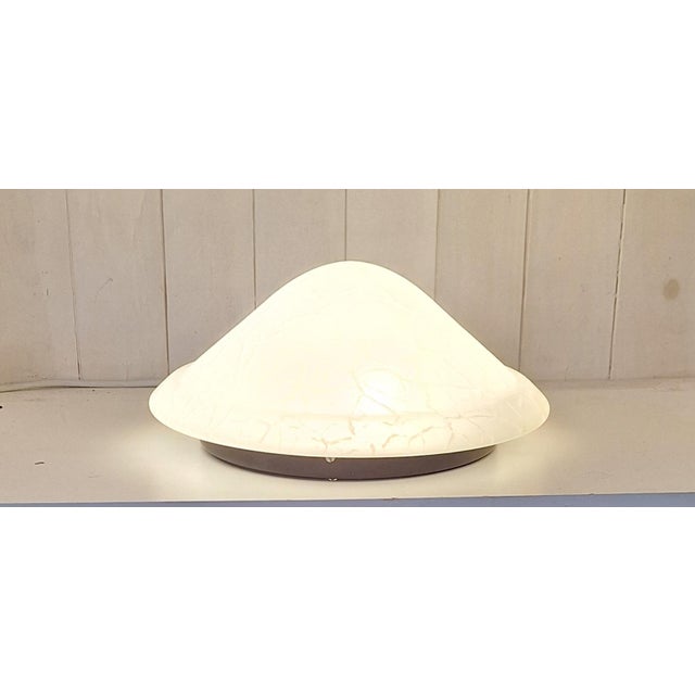 Vintage Ceiling Lamp with Black Metal Bracket and Curved White Marbled Glass Shade by Teka-Leuchten, 1980s For Sale - Image 9 of 9