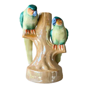Mid 20th-Century Palm Beach Chic Regency-Style Lusterware Parrot Bud Vase, Japan
