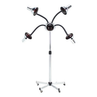 Chrome Wheel Base Mid-Century Modern Adjustable Four-Arm Lamp Heat Lamps For Sale