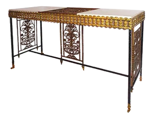 Antique Console Table Iron and Bronze Oscar Bach Style