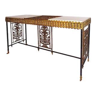 Console Table Iron and Bronze Oscar Bach Style For Sale