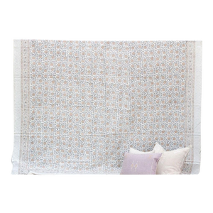 Soft Floral, Hand Blockprint Cotton Coverlet