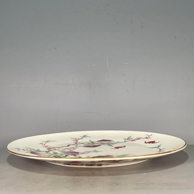 Chinese Famille Rose Porcelain Charger With Peach & Bat Motif For Sale In Los Angeles - Image 6 of 9