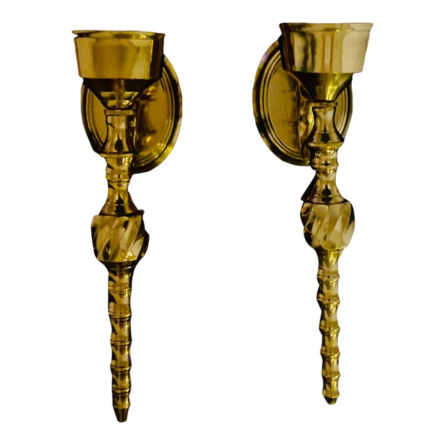 Vintage Brass Candle Wall Scones For Sale