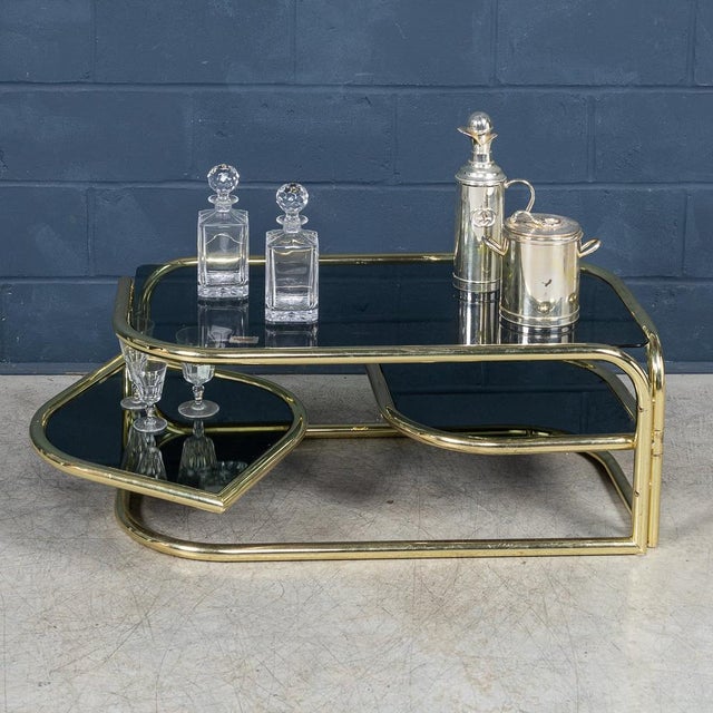 Italian Brass Framed Smoked Glass Coffee Table from Morex, 1980s For Sale - Image 17 of 18