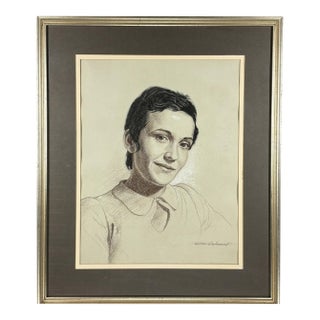 Woodi Ishmael Signed Pastel Portrait of a Woman, 1971 For Sale