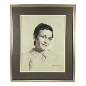 Woodi Ishmael Signed Pastel Portrait of a Woman, 1971