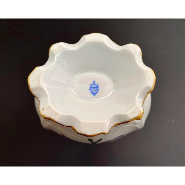 Vintage French Vase in Hand-Painted Porcelain with Floral and Gold Decoration from Limoges, 1980s For Sale - Image 6 of 7