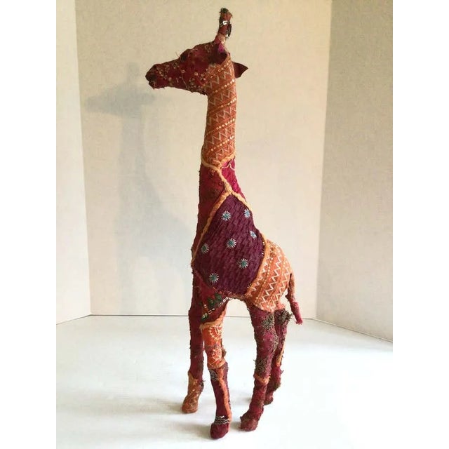 Figurative 1960s Fabric Wrapped Giraffe Sculpture With Embroidered Embellishments For Sale - Image 3 of 7