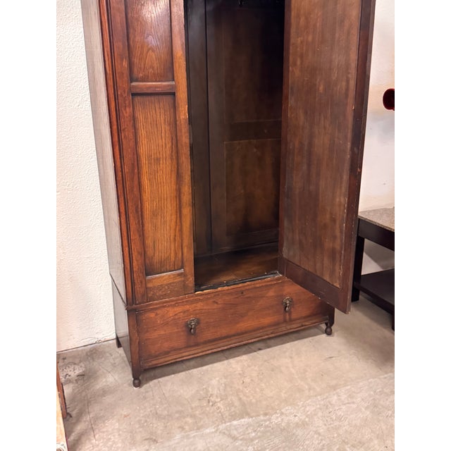 Wood Ray & Miles Carved Oak Mirrored Wardrobe, Antique For Sale - Image 7 of 12