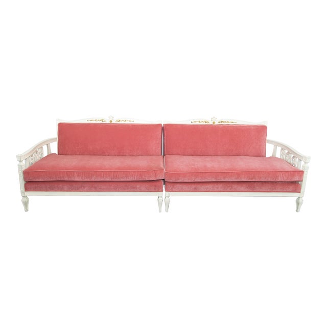 Vintage Pink Velvet Sofa | Chairish