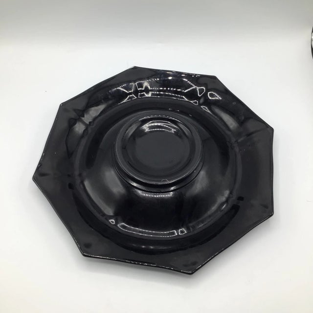 Metal Early 20th Century Rockwell Floral Sterling Silver Black Amethyst Footed Glass Bowl and Pair of Candle Holders-Set of 3 For Sale - Image 7 of 13