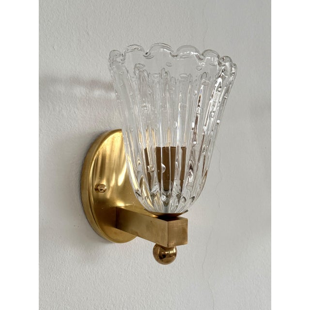 Italian Brass and Murano Glass Wall Lights, 1990s, Set of 2 For Sale - Image 9 of 12