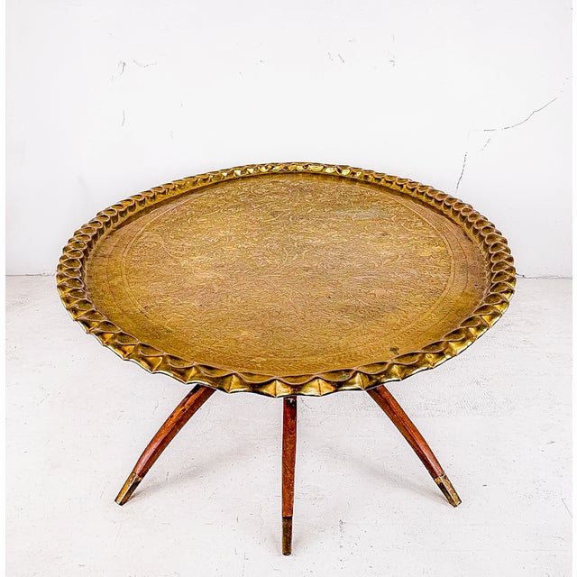 Midcentury Modern Brass Tray Table With Base For Sale - Image 4 of 15