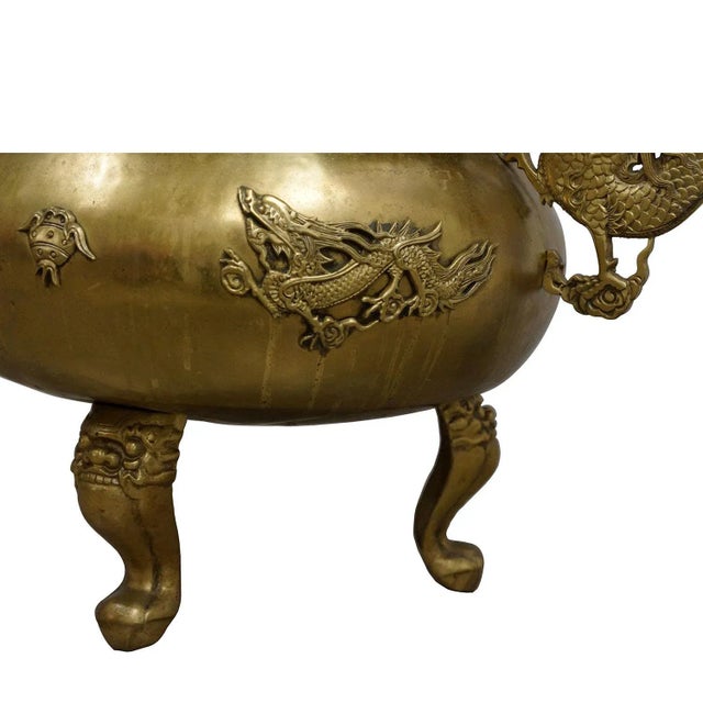 Metal Antique Chinese Bronze Dragon Temple Incense Burner For Sale - Image 7 of 13