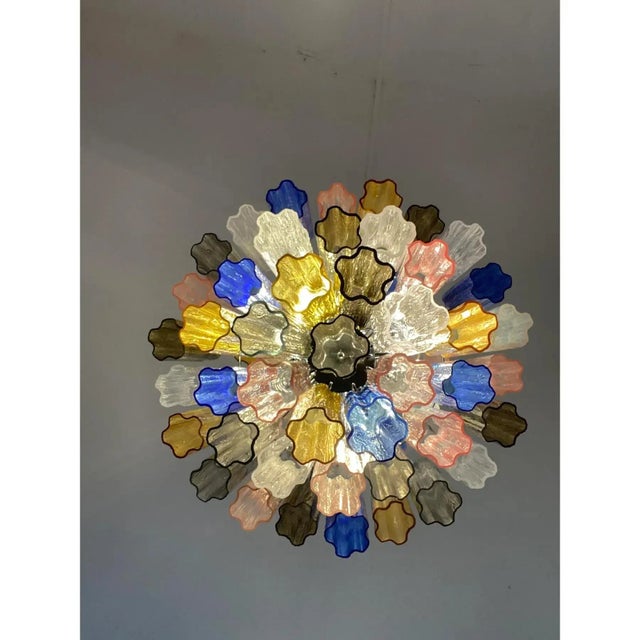 Contemporary modern "tronco" murano glass sputnik chandelier venini style five tiers tronchi glasses multicolors of murano...