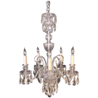 Cut Crystal Georgian Chandelier with Large Pendants For Sale