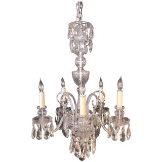 Cut Crystal Georgian Chandelier with Large Pendants For Sale