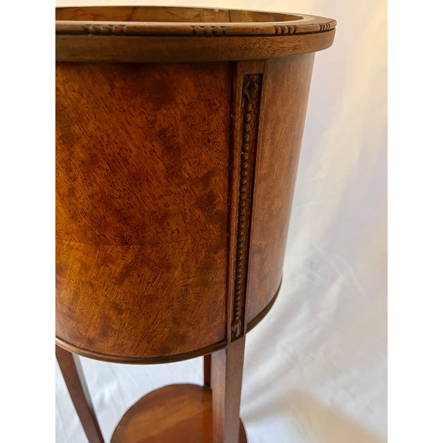 Antique Burl Wood Edwardian Plant Stand W/Copper Insert For Sale - Image 4 of 18