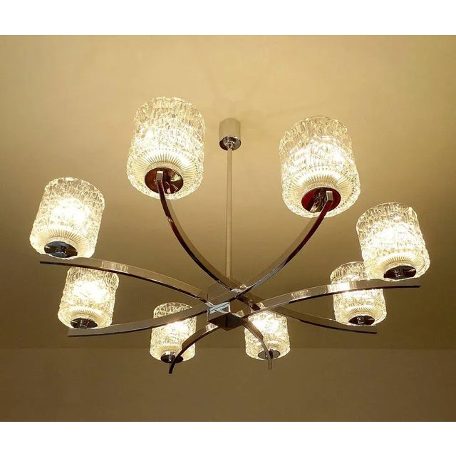 1970s Large Glass Chandelier from Kaiser Leuchten For Sale - Image 5 of 15