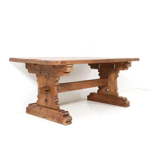 1960s Brutalist Dining Room Table in Oak, 1960s For Sale - Image 5 of 11
