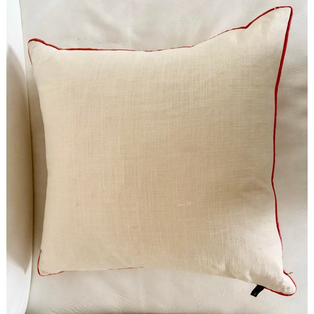 Nautical Coral Motif Embroidered Pillow For Sale - Image 3 of 6