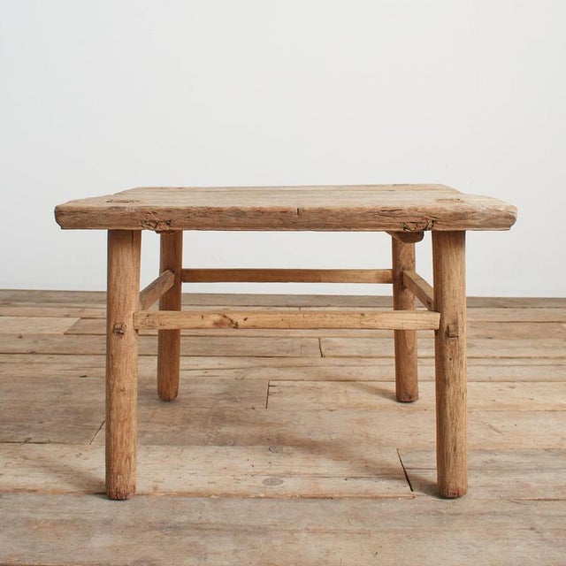 Brown Rustic Square Coffee Table in Wood For Sale - Image 8 of 9