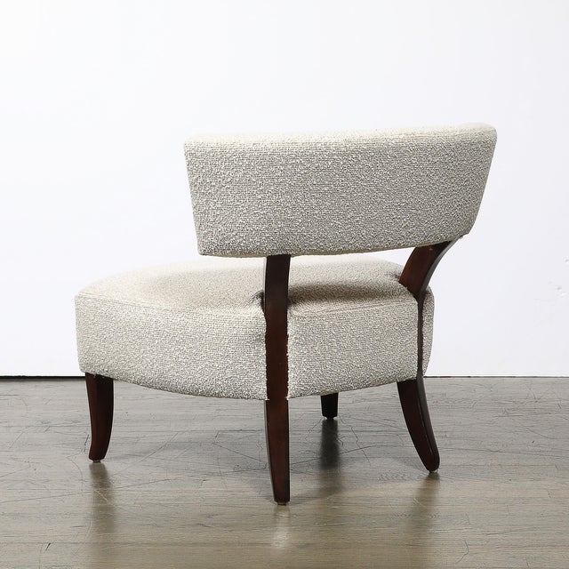 Off-white Pair of Mid-Century Curved Slipper Chairs W/ Bouclé Upholstery by Billy Haines For Sale - Image 8 of 13