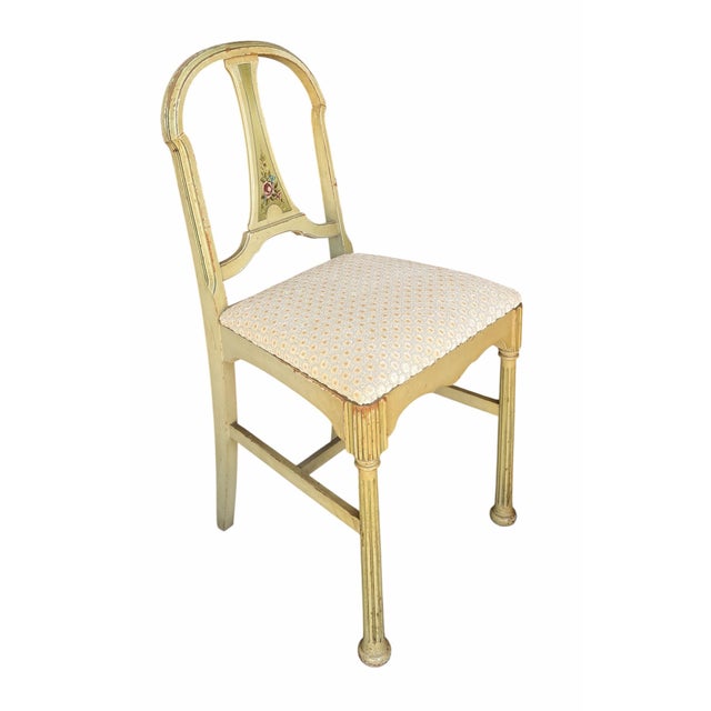 French Small Antique French Painted Side Chair For Sale - Image 3 of 5