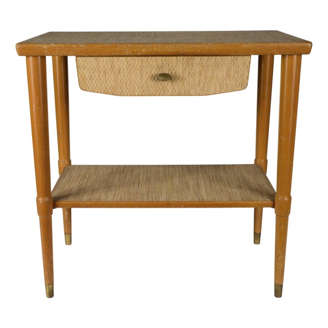 Wicker Coffee Table with Magazine Rack, Italy, 1950s For Sale