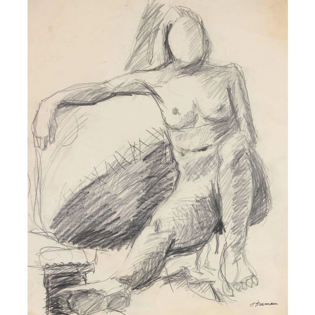 Jack Freeman Modernist Figure Sketch in Graphite, Circa 1960 For Sale