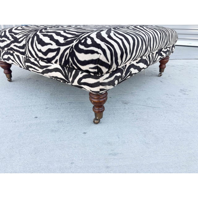 Black 1960s Mid Century Large Zebra Ottoman For Sale - Image 8 of 9