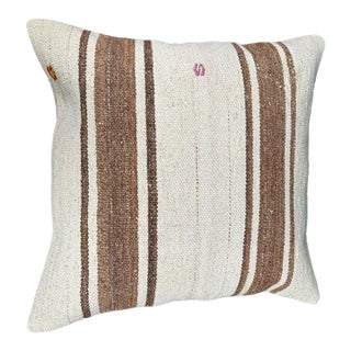 Turkish Hemp Pillow Cushion Natural Beige Brown Cushion Cover 20"x20" For Sale