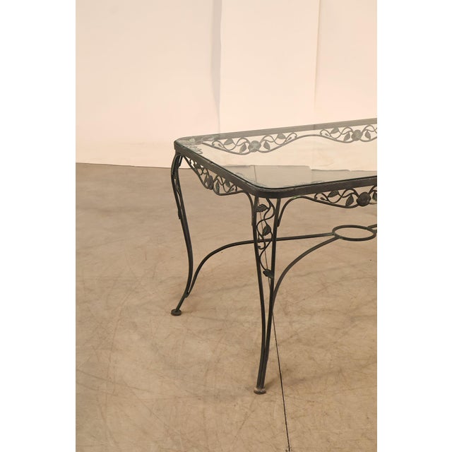 Vintage Glass Top Wrought Iron Patio Table For Sale - Image 14 of 18