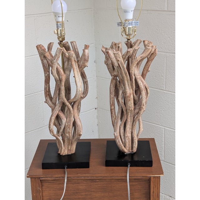 Late 20th Century Vintage Driftwood Table Lamps - A Pair For Sale - Image 5 of 10