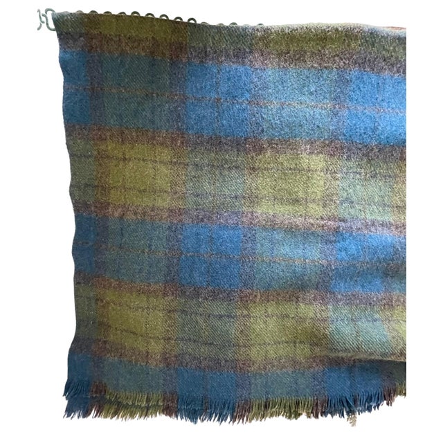 Vintage Dartington Hall Pure Wool Blanket Rug Throw. Blue and Green