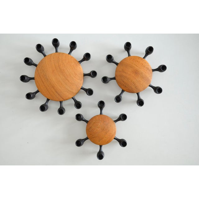Teak and Cast Iron Candleholders by Jens Quistgaard, 1960s, Set of 3 For Sale - Image 6 of 6